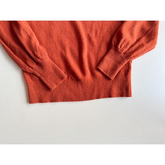EVERLANE Orange 100% Cashmere Knit Lantern Sleeve Crew Neck Sweater, Size S - Picture 9 of 13